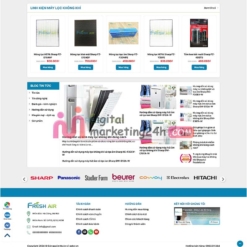 Chân trang theme mẫu Wordpress bán máy lọc khí, đồ gia dụng