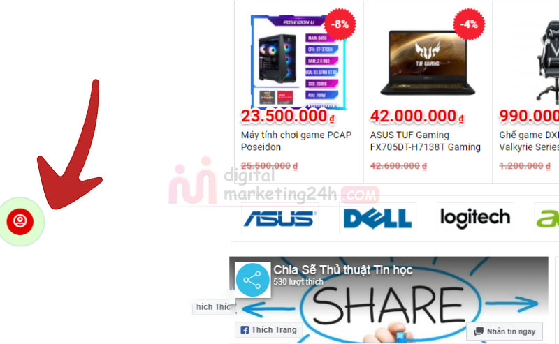 Hình ảnh nút liên hệ đẹp cho theme Flatsome wordpress khi hiển thị
