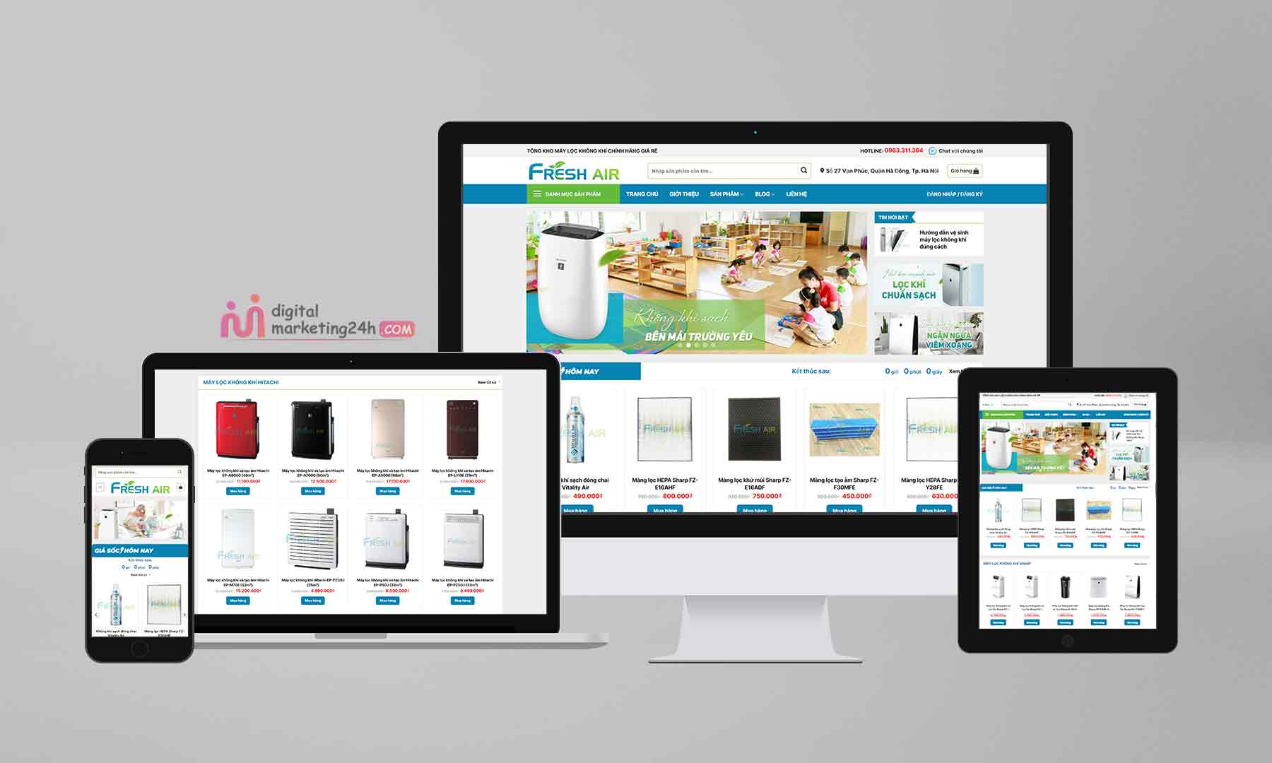 Theme mẫu WordPress bán máy lọc khí, đồ gia dụng