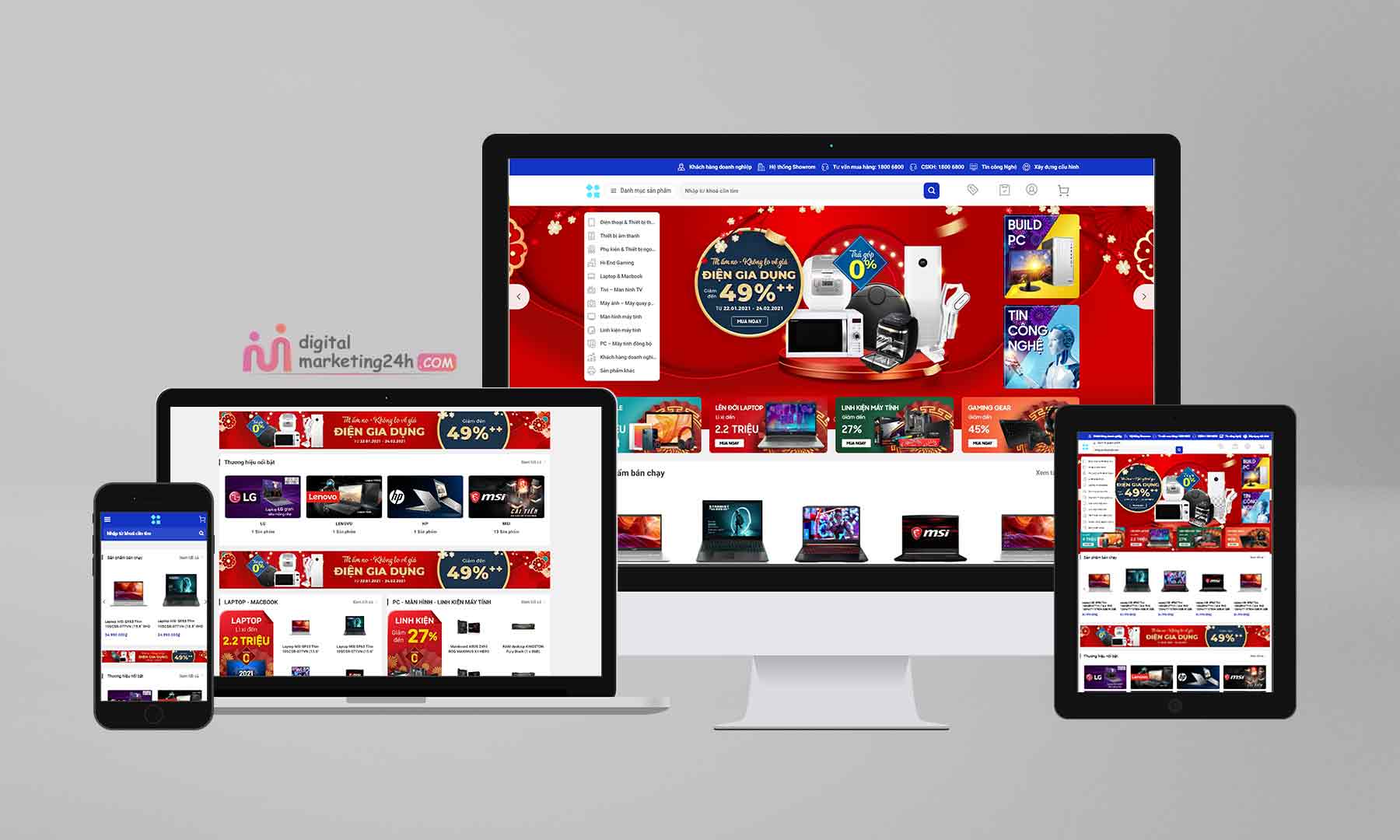 Theme wordpress bán máy tính, laptop - giống phongvu.vn