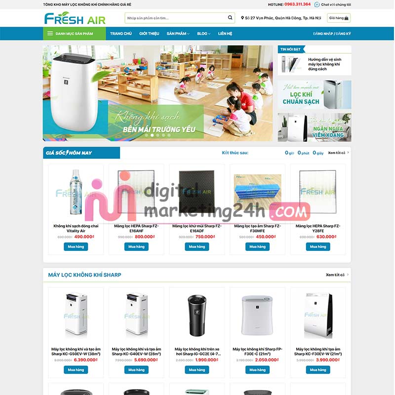 Trang chủ theme mẫu WordPress bán máy lọc khí