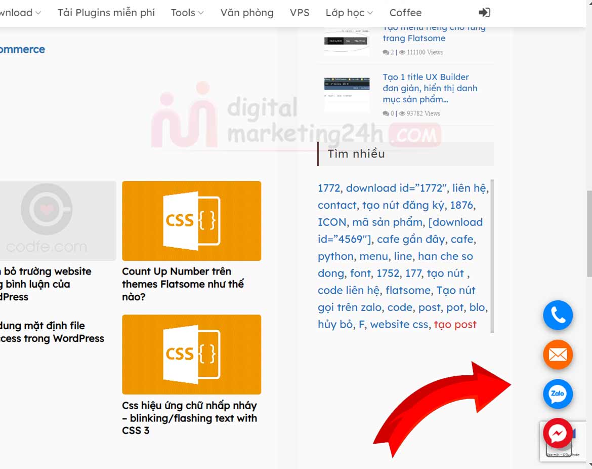 Cách tạo nút liên hệ cho Website WordPress cự đẹp - Mẫu 02