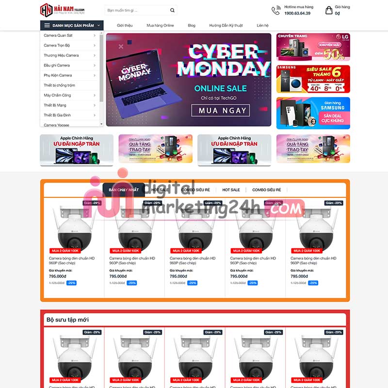 trang chủ theme mẫu wordpress shop bán camera