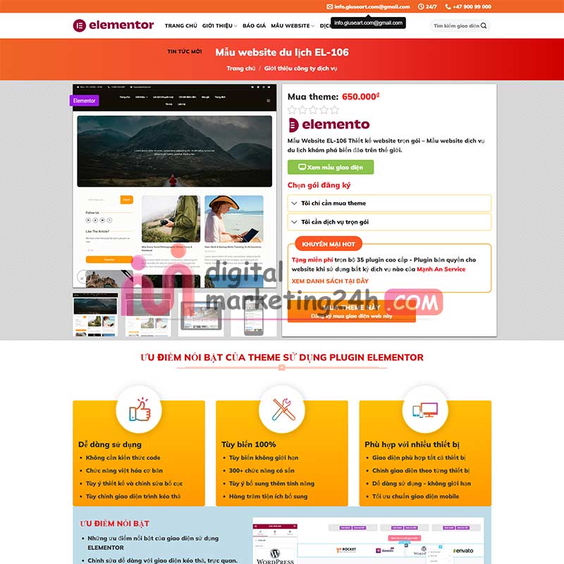 Trang sản phẩm theme wordpress kho theme, theme mẫu số 02