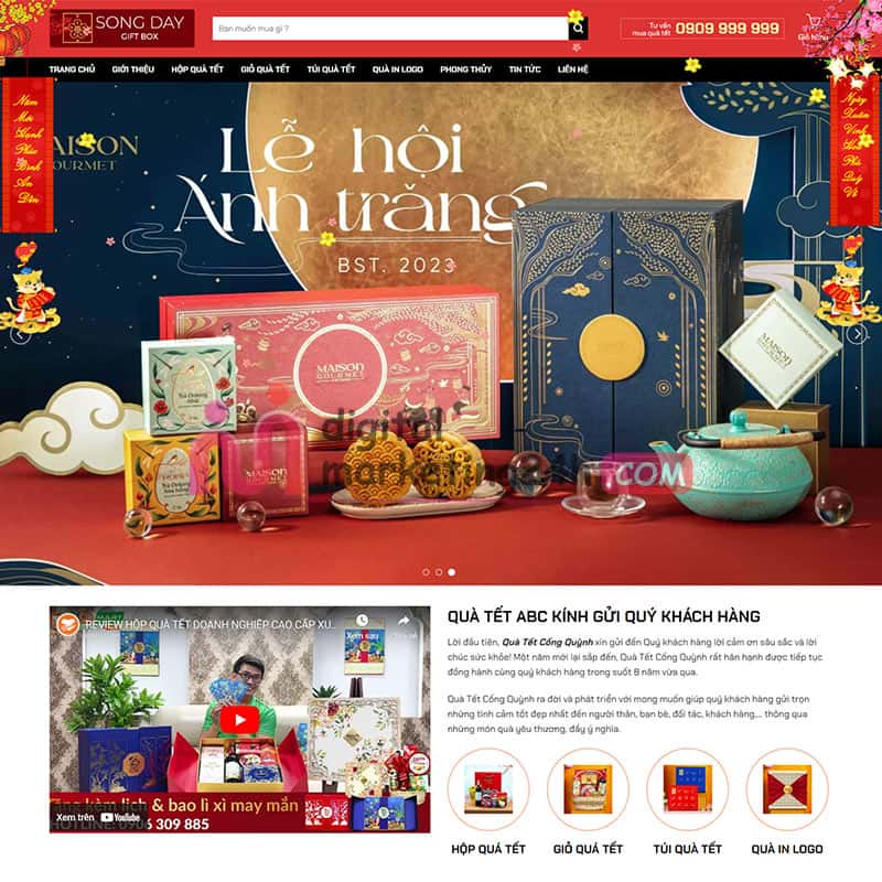 Trang chủ theme mẫu bán hộp quà tết