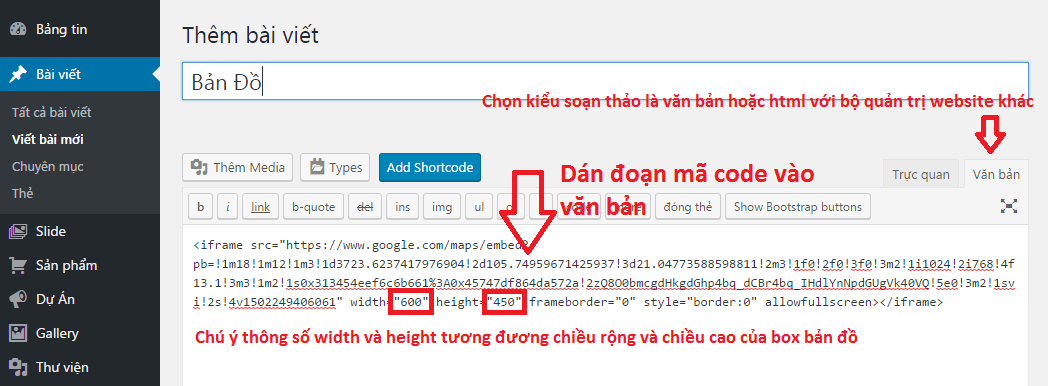 Nhúng mã bản đồ vào WordPress