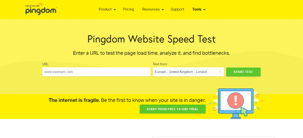Kiểm tra bằng công cụ Pingdom Website Speed Test