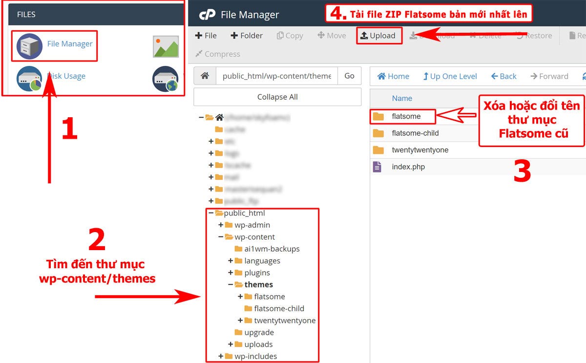 Trong thư mục "wp-content", tìm và mở thư mục "themes".