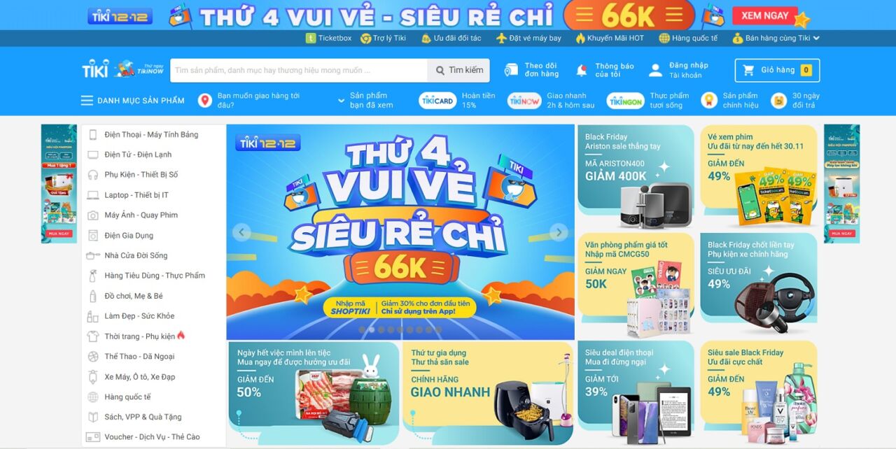 Trang website nghành hàng thương mại điện tử