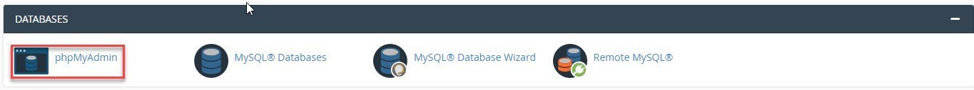 Hình ảnh database trong cPanel