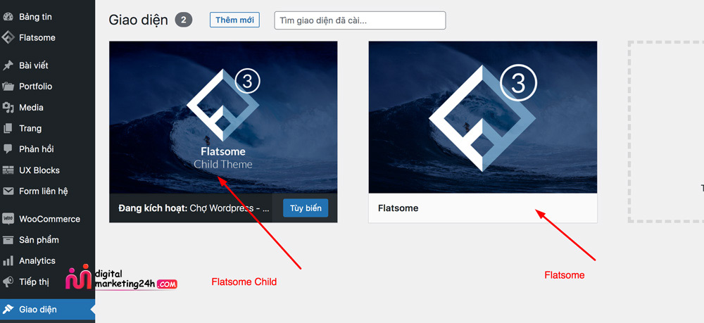 Hình ảnh theme Flatsome khi cài đặt lên website