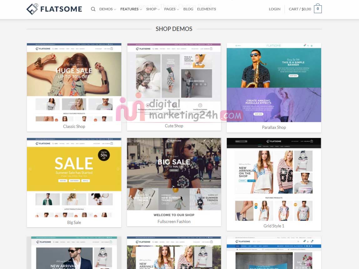 Theme flatsome cung cấp hơn 100 elements
