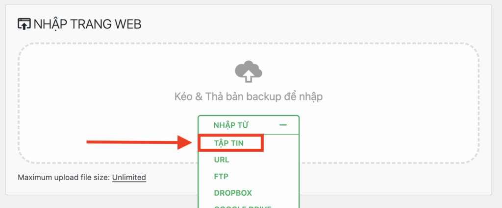 Tiến hành nhập theme