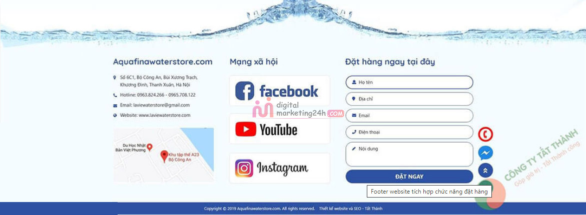 Chân trang được chia thành 3 cột