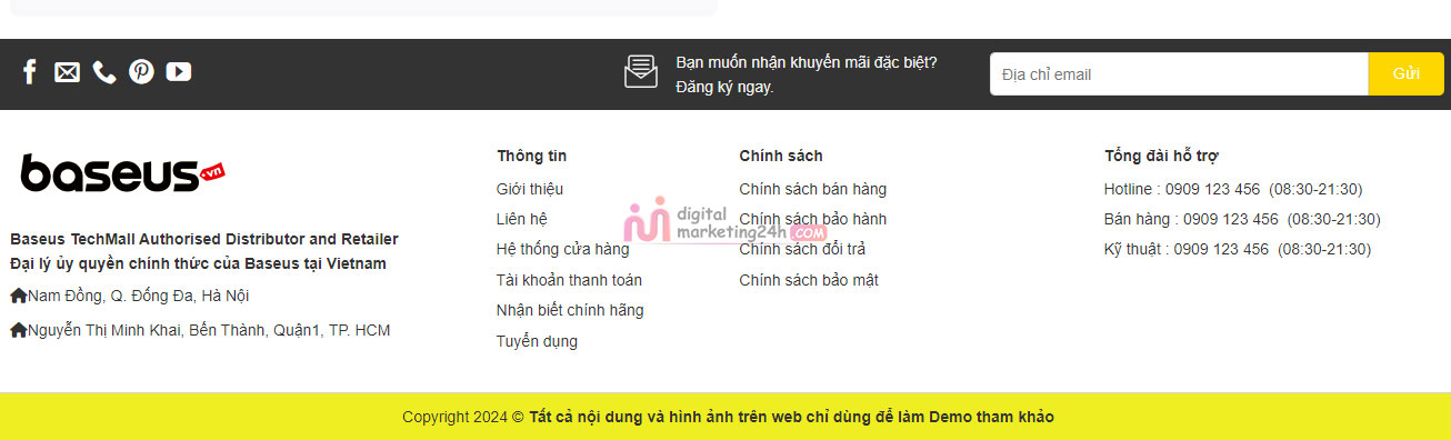 Footer bố cục 4 cột