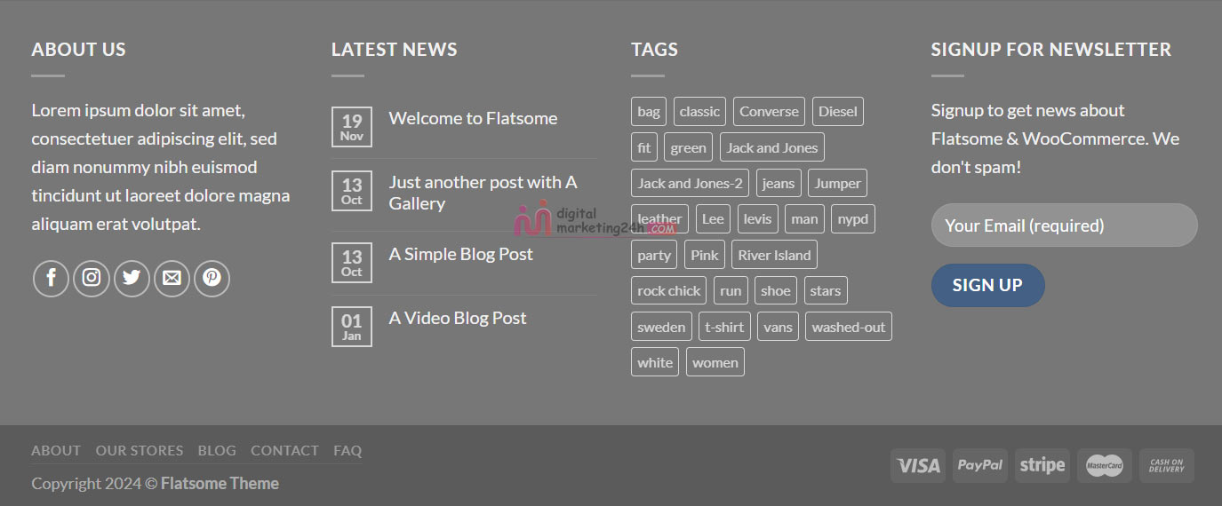 Footer classic shop theme flatsome