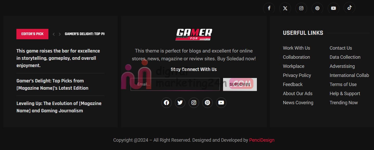 Footer website làm game