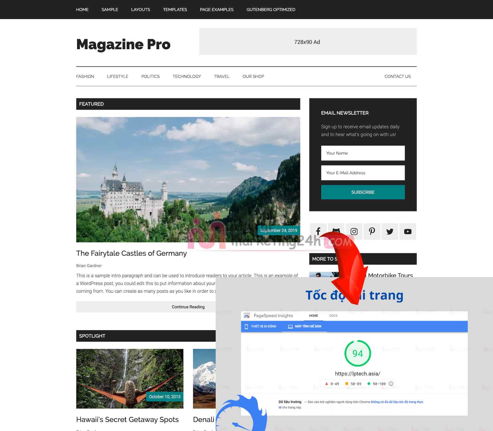 Theme có tốc độ tải trang cao