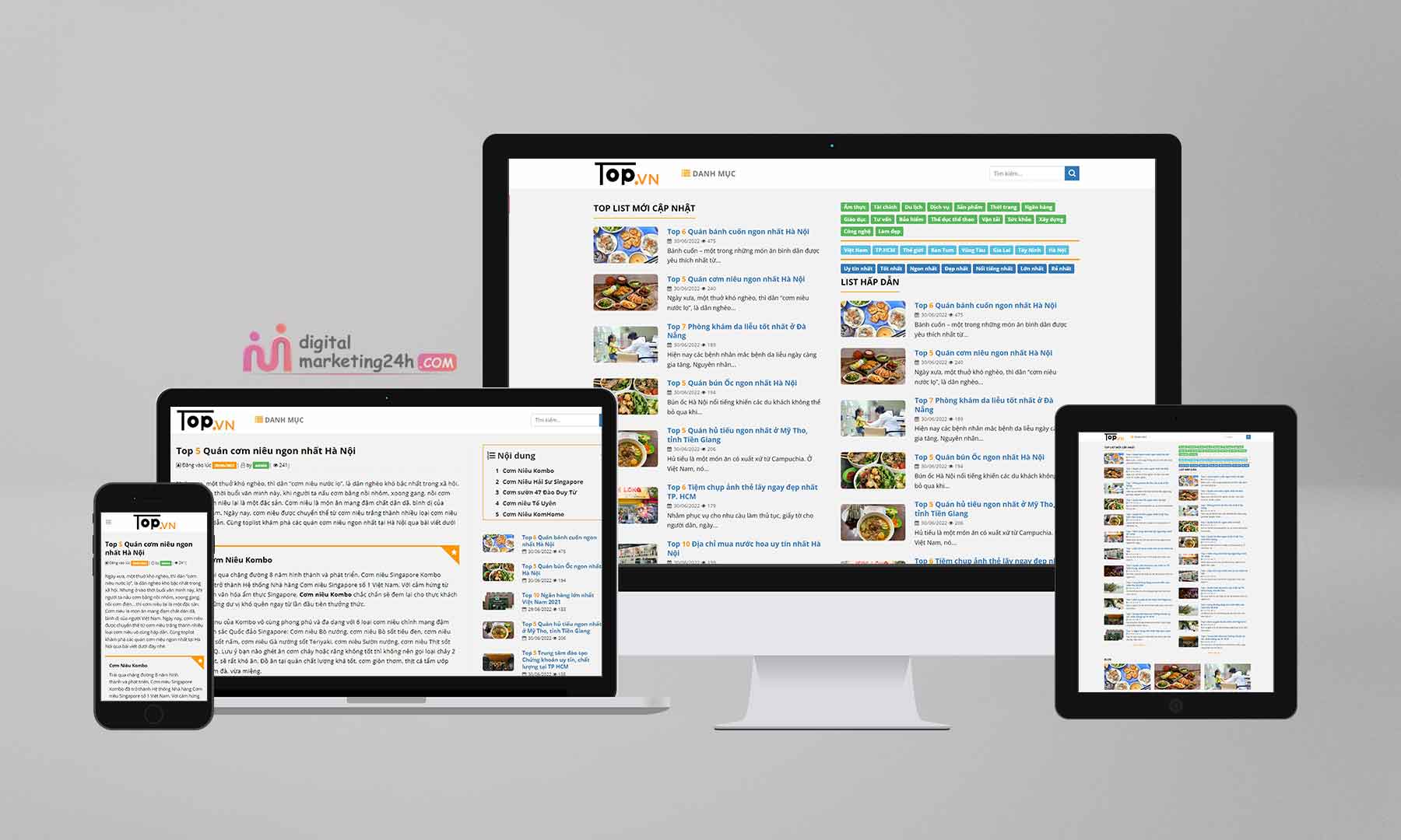 Theme wordpress blog toplist chuẩn SEO, đa ngành nghề