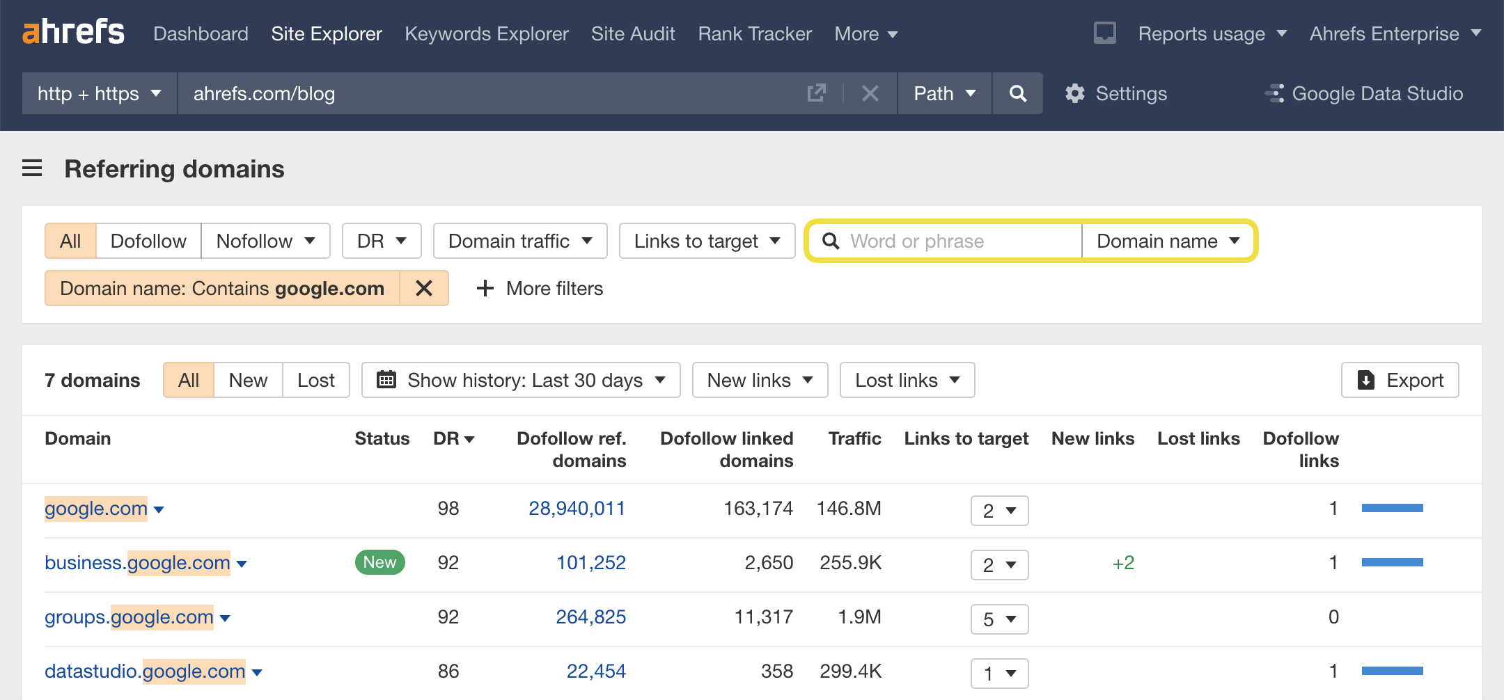 Kiểm tra backlink trong Ahrefs