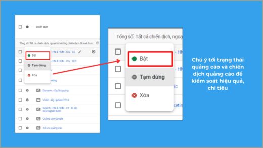 Dừng google ADS giữa chừng