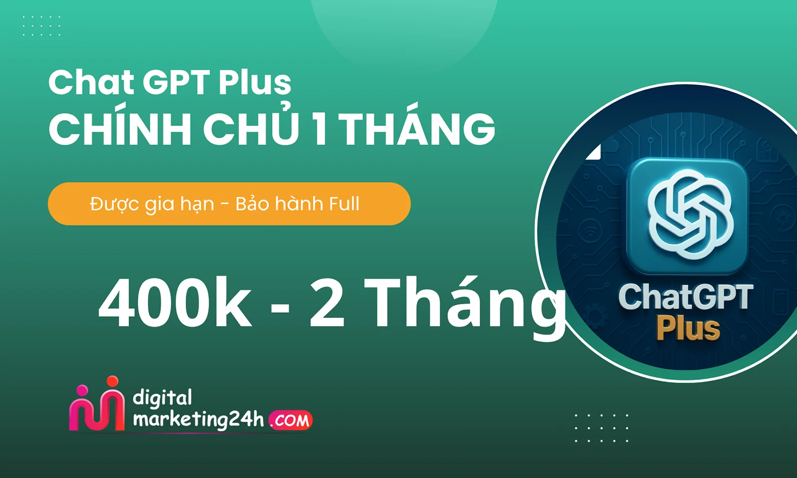 Chat GPT Plus (chính chủ) 2 tháng - Bảo hành Full