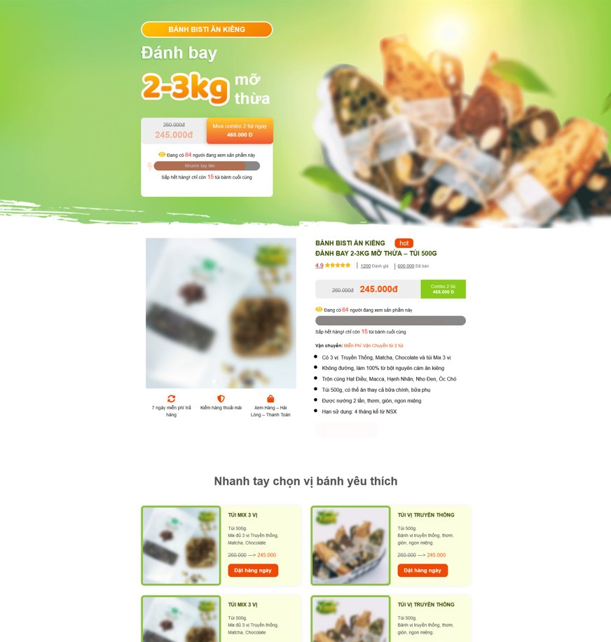 Demo Source Code wordpress lading pape bán bánh ăn kiêng