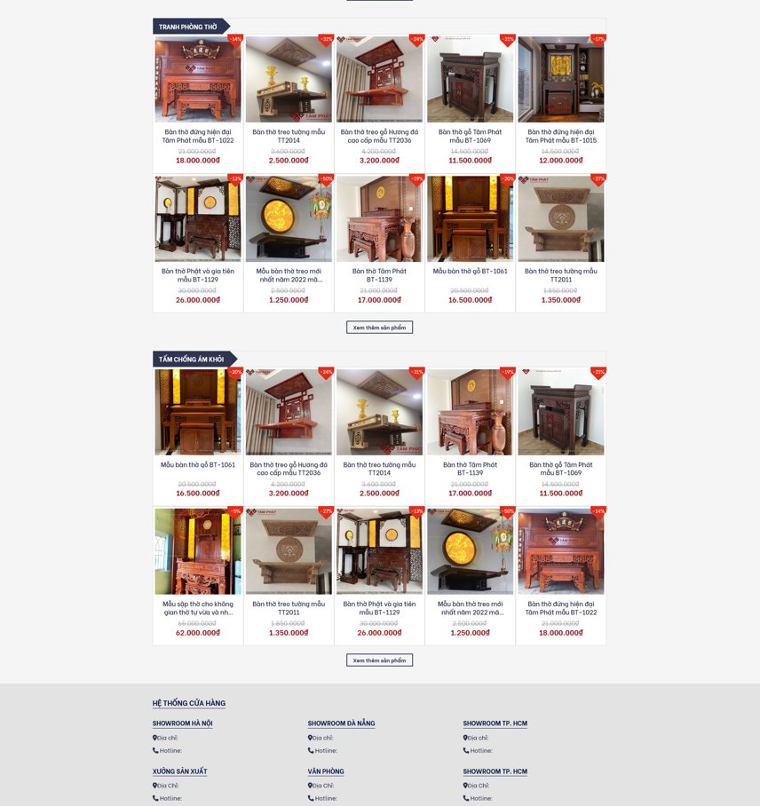 Source Code Website bán bàn thờ