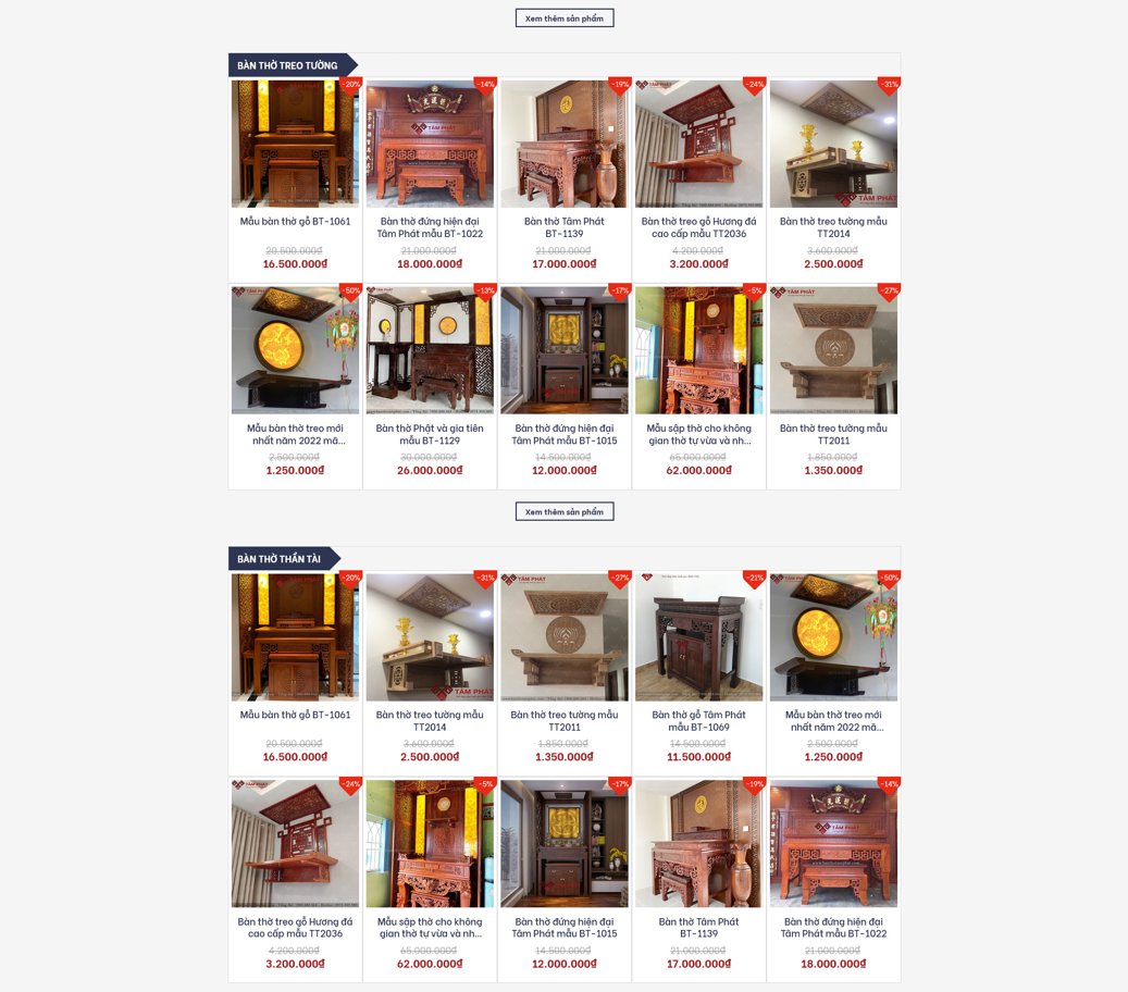 Source Code Website bán bàn thờ