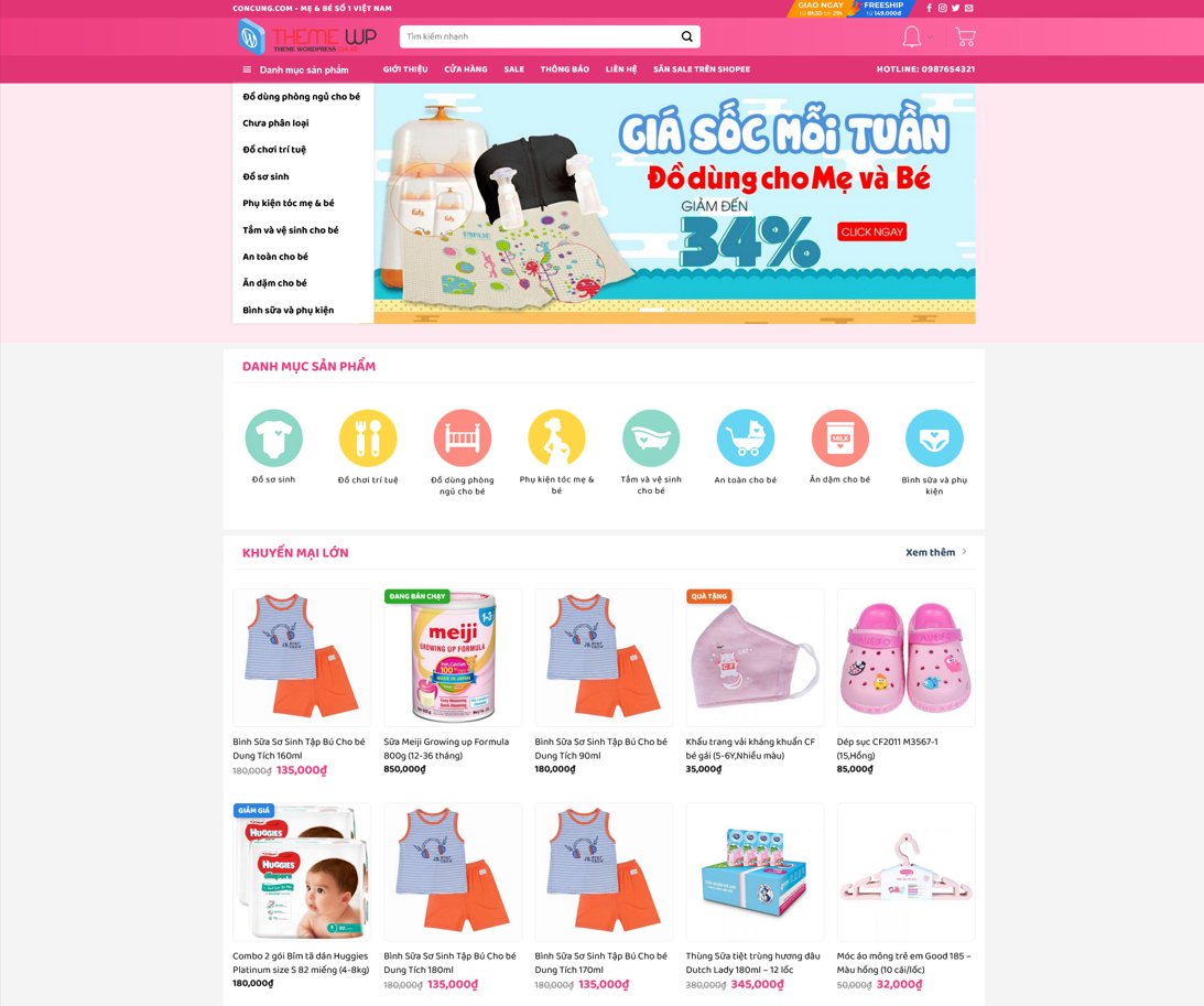 Theme WordPress bách hóa shop 01