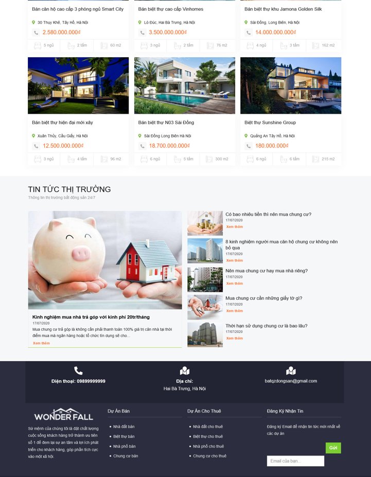 Demo Website bán và cho thuê dự án bất động sản